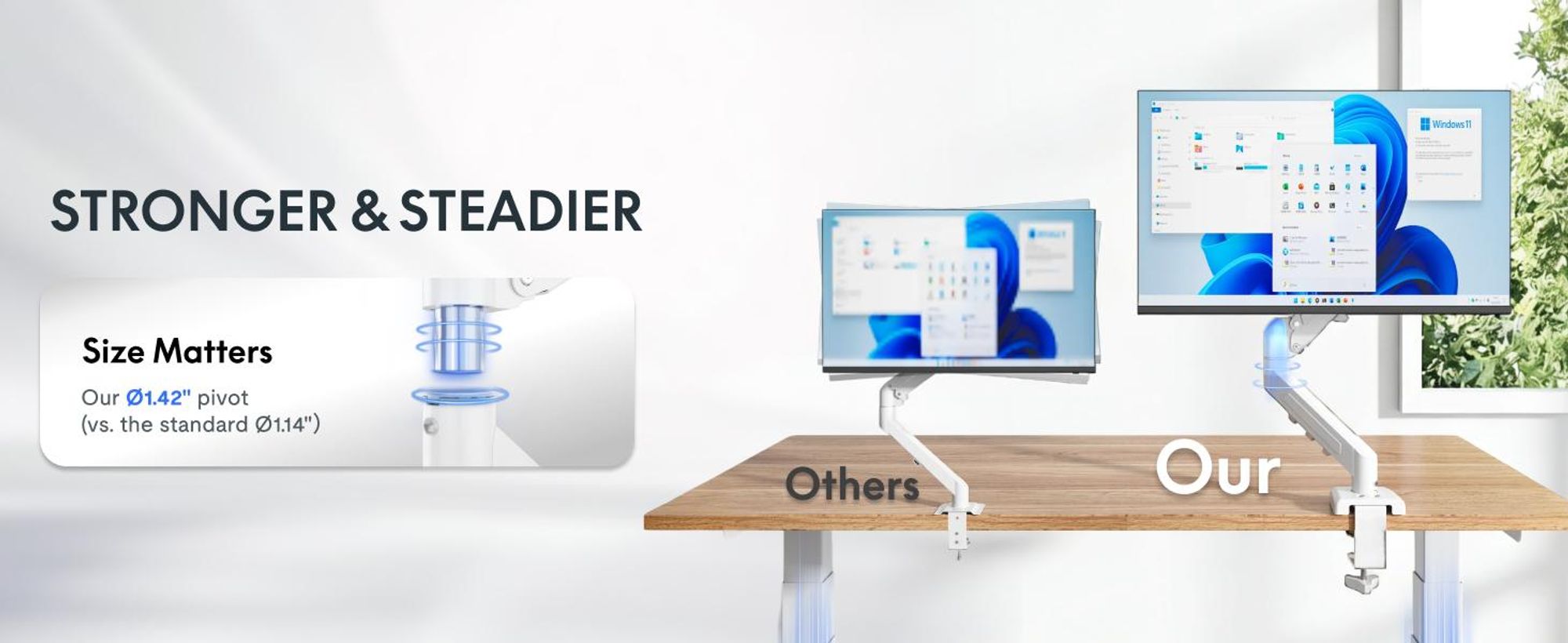 FLEXISPOT MA1 Dual Monitorhalterung 17–32 Zoll, Gasdruckfeder Monitorarm für 2 Monitore, unabhängig höhenverstellbar, VESA 75x75/100x100, Weiß