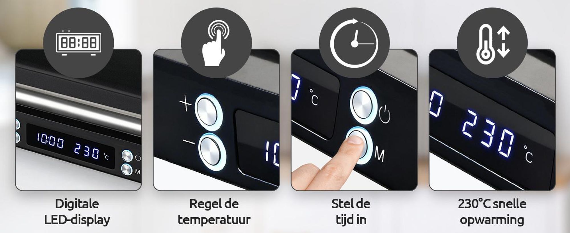 Broodrooster met digitale bediening en anti-aanbakplaten