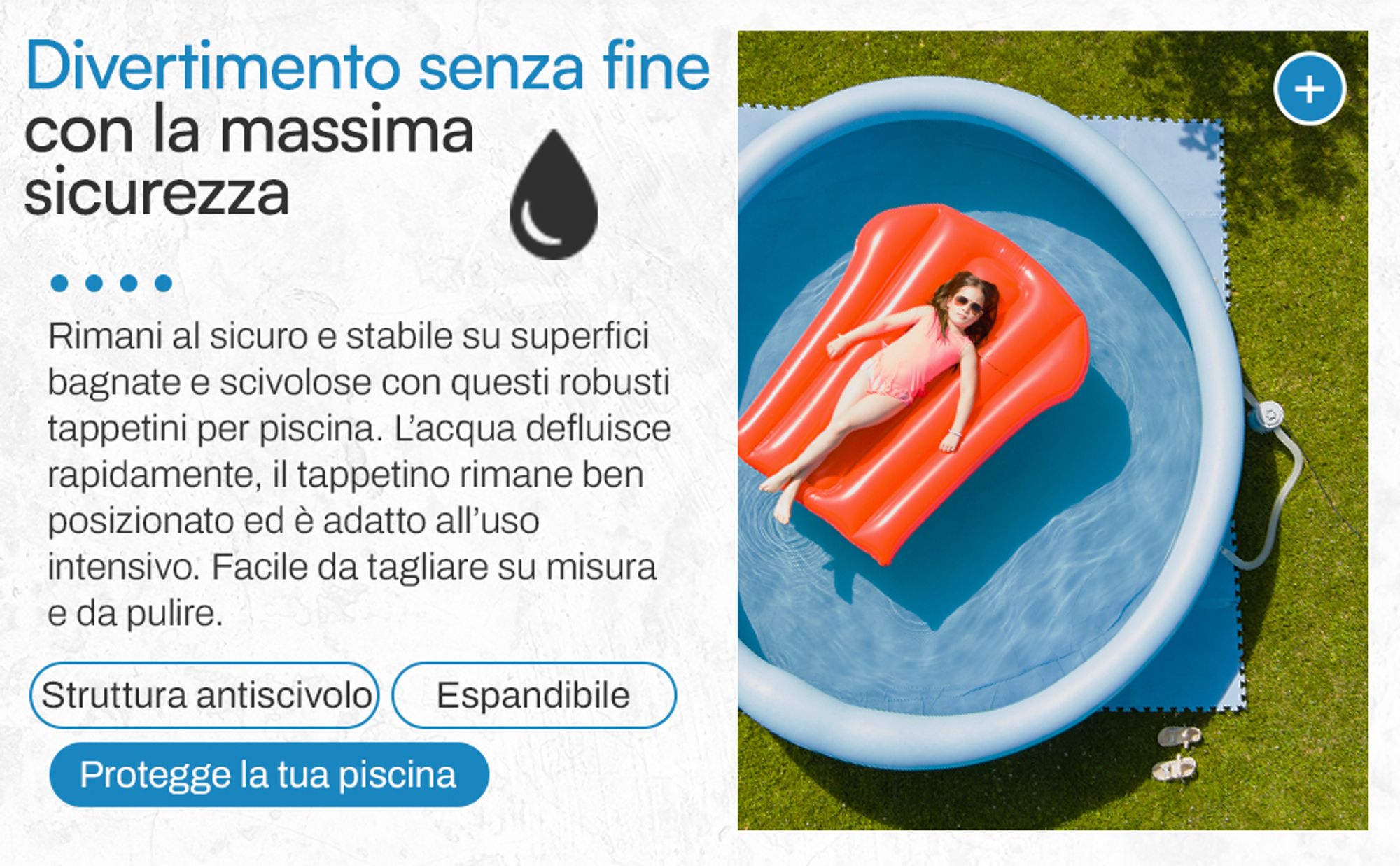 Meisterhome 72 pezzi Tappetino protettivo per pavimenti Tappetino per piscina Tappetino protettivo per pavimenti - 40 x 40 x 1 cm - Vasca idromassaggio, piscina per bambini – Blu