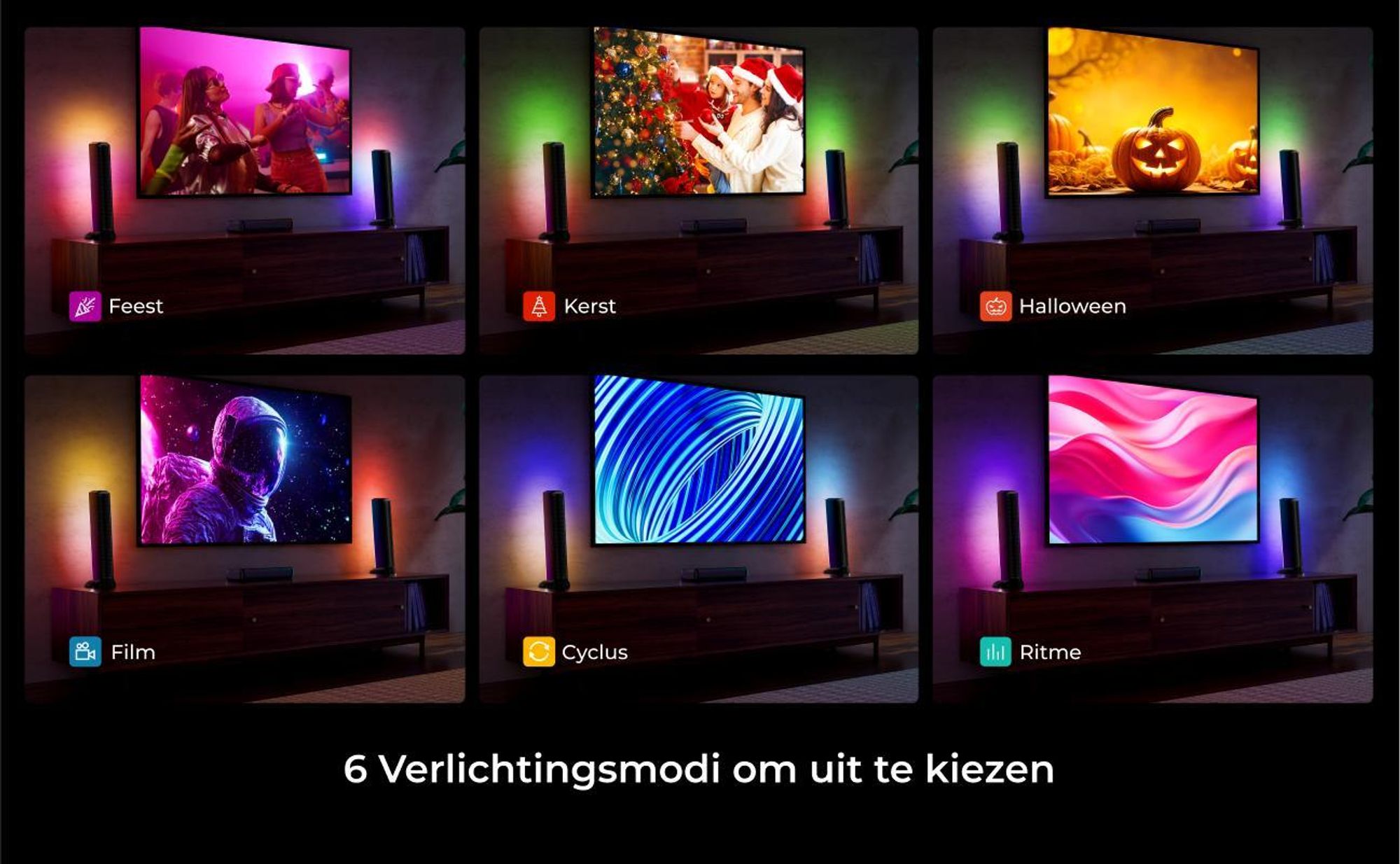ULTIMEA 7.1kanálový odnímatelný soundbar s RGB osvětlením, virtuální prostorový zvukový systém se subwooferem, 2 prostorové reproduktory, 410 W