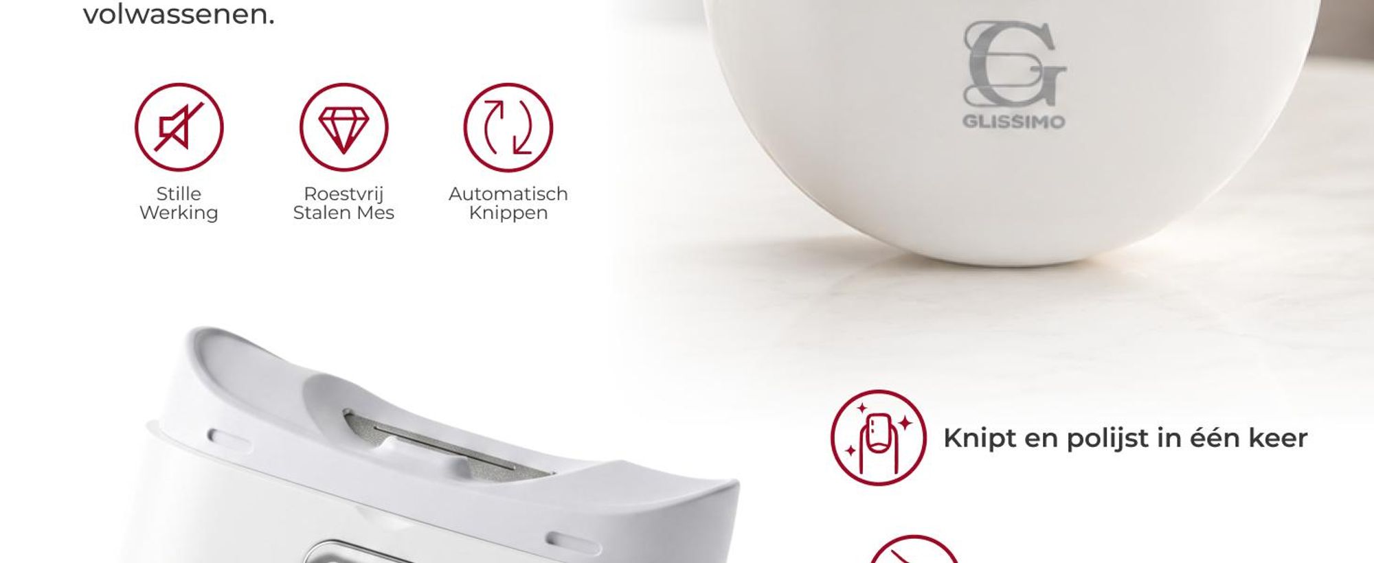 Professionele elektrische nagelknipper, automatische manicure- en pedicuretrimmer voor volwassenen en baby's, geschikt voor vingernagels en teennagels. Wit