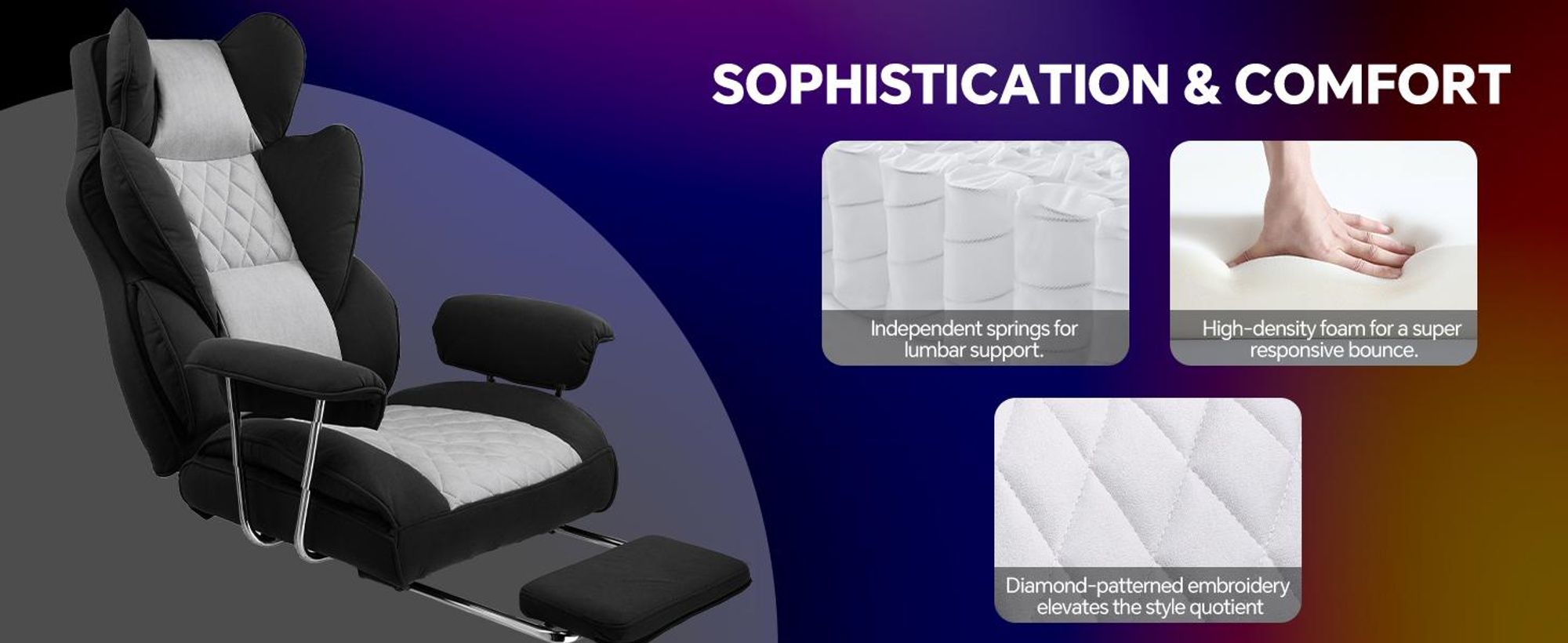 GTPLAYER Gaming Stuhl, Gamer Stuhl, Ergonomischer Bürostuhl mit Fußstütze verstellbare Lenden und Kopfkissen, Gaming Chair Gepolstert, Gaming Sessel
