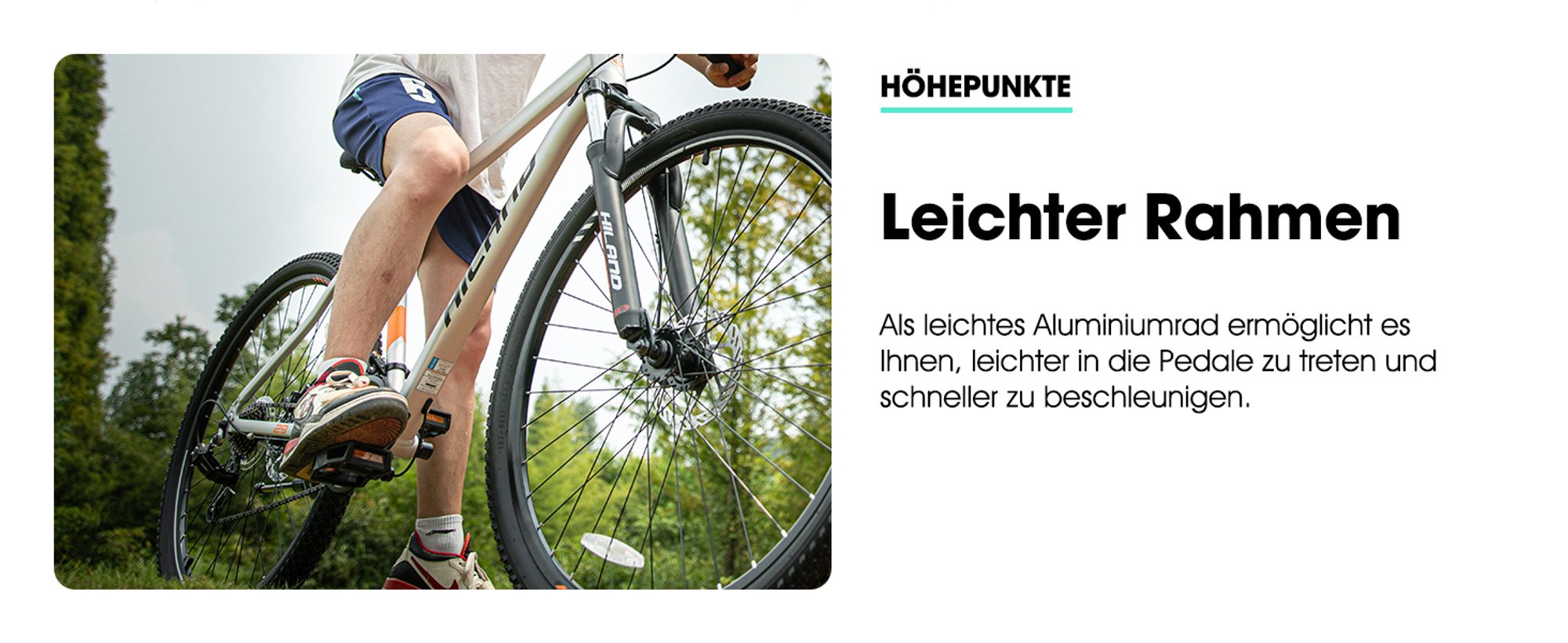 Hiland Mountainbike MTB 29 Zoll mit Aluminiumrahmen Scheibenbremse Speichenräder Jugendliche Fahrad Herr Damen Einteiliges Fahrradrad