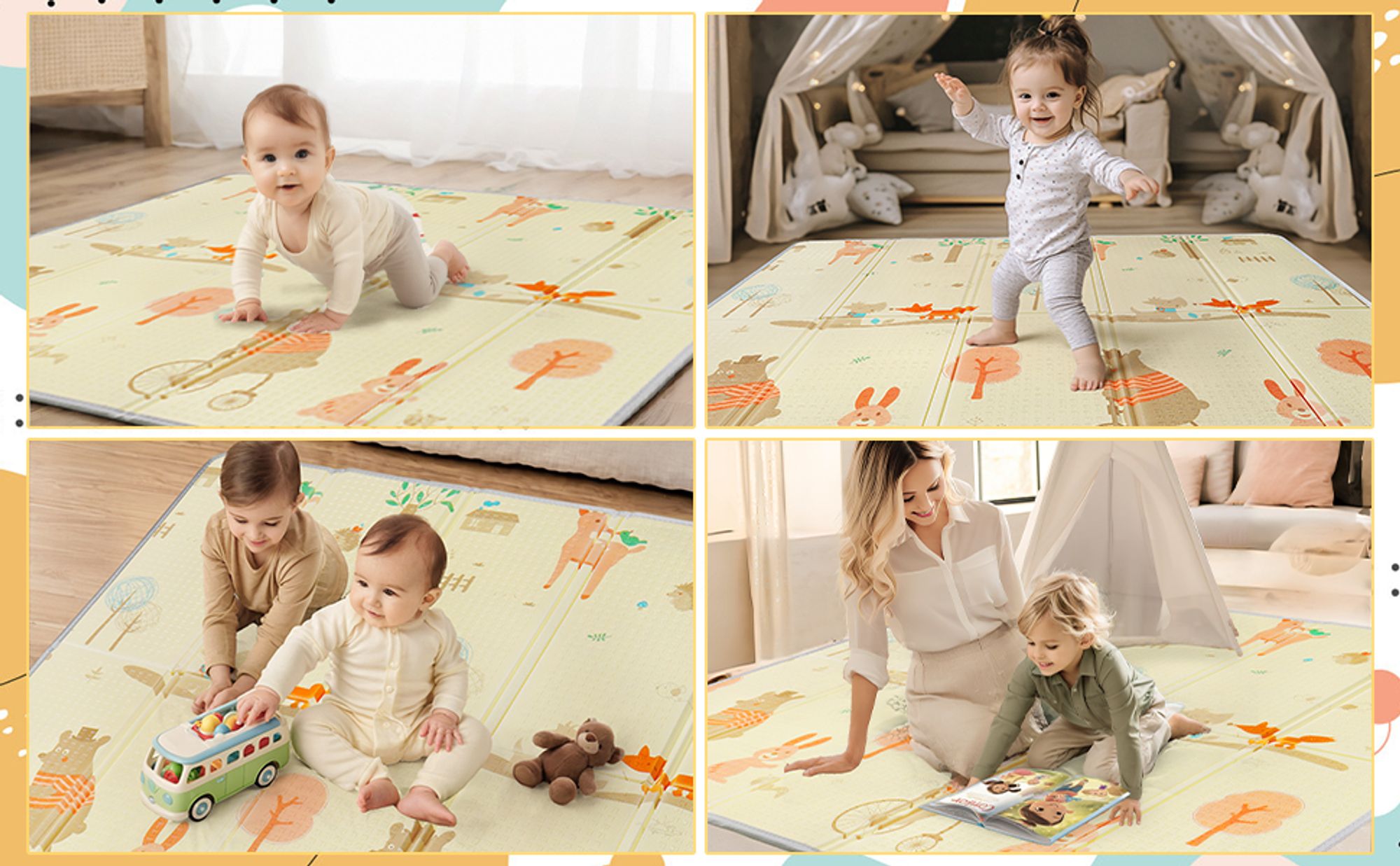 Multifunktionale Familienspielmatte - Ideal für Familien mit Babys und Kindern