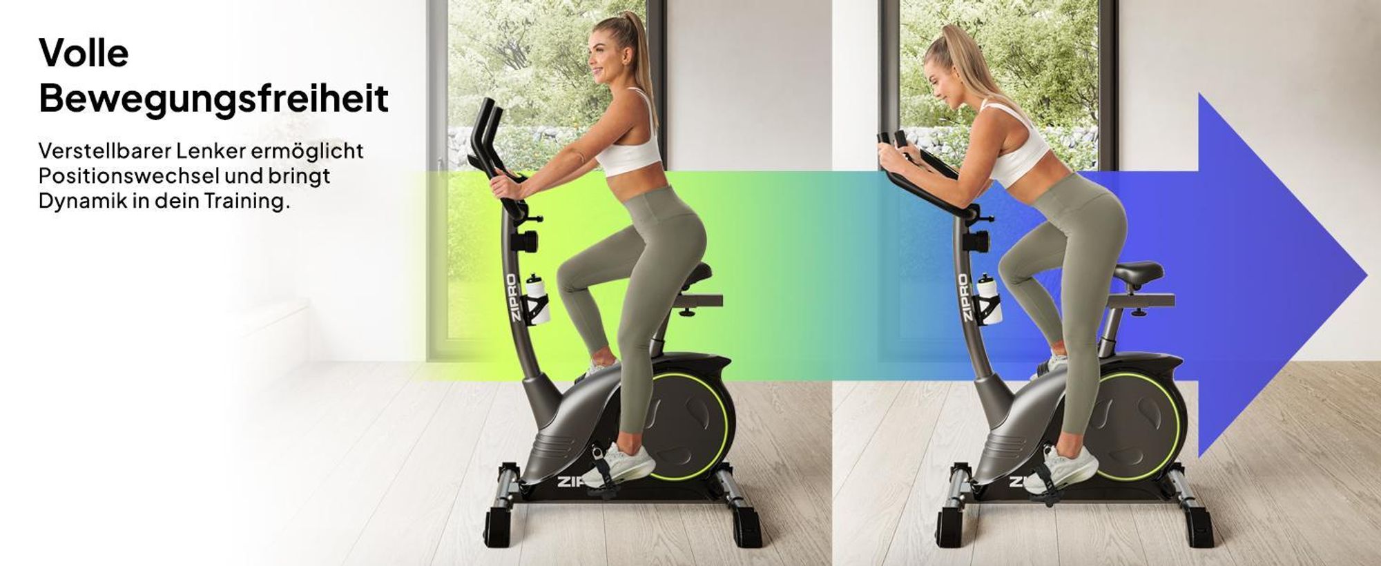 Zipro Heimtrainer Fahrrad Nitro – Magnetischer Hometrainer Ergometer für Zuhause Leises Fitnessbike mit Pulsmessung, Verstellbarem Sattel (H/V) & LCD