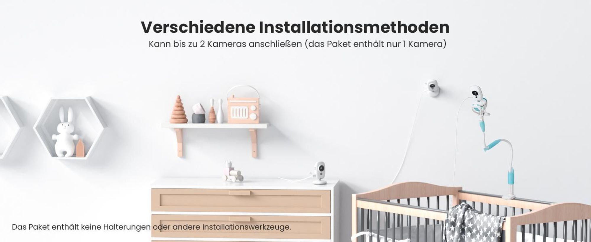 Babyphone mit Kamera 3,2 Zoll Babyphone mit Temperaturüberwachung, Zwei-Wege-Gegensprechanlage, Schlaflied, VOX