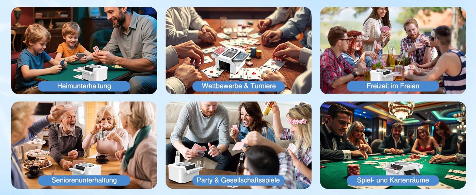 Kartenmischmaschine, Automatischer Spielkartenmischer, Kartenmischer und -Dealer, Automatischer Kartenmischer für 1-2 Decks, Geräuscharm