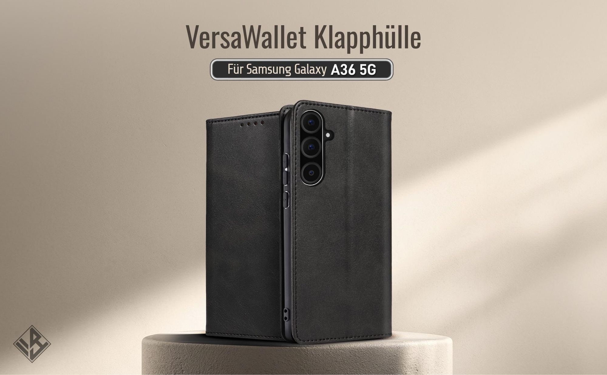 Schwarze Klapphülle für das Samsung Galaxy A36 5G mit Wallet-Funktion