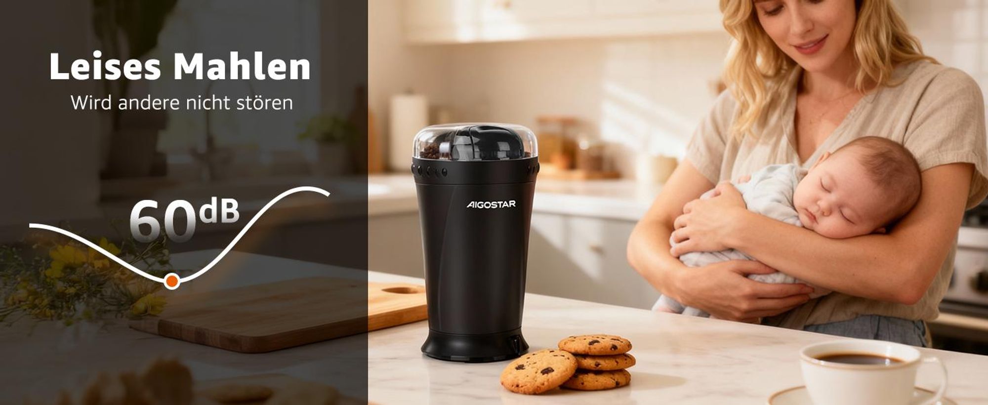 Aigostar - Kaffeemühle, Elektrisch Gewürzmühle Kaffee Mühle, Elektrische Propellermühlen