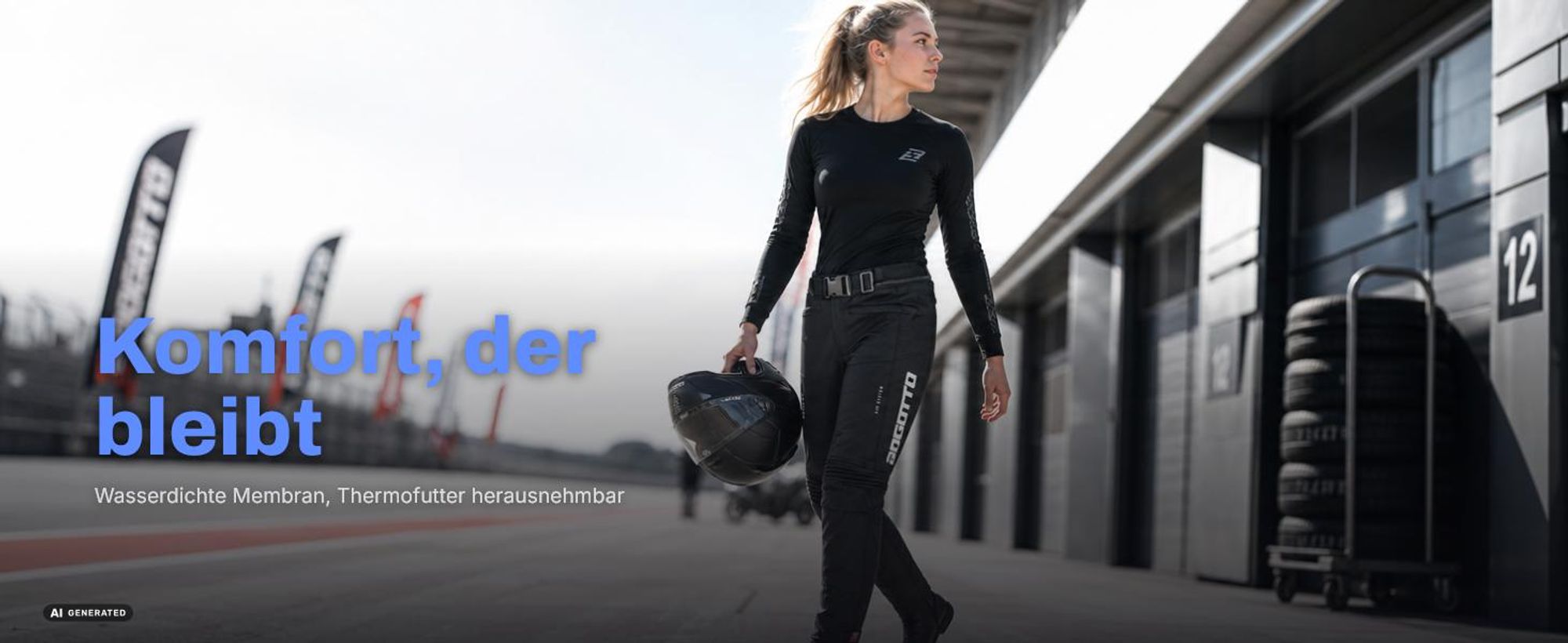 Bogotto Boomerang wasserdichte Motorrad Textilhose, schwarz, M
