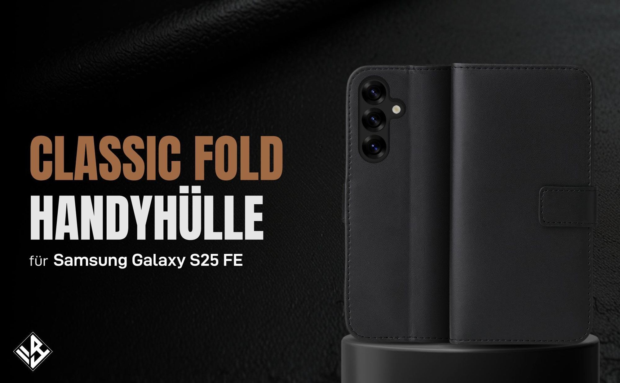 Schwarze Klapphülle für Samsung Galaxy S25 FE mit Wallet-Funktion