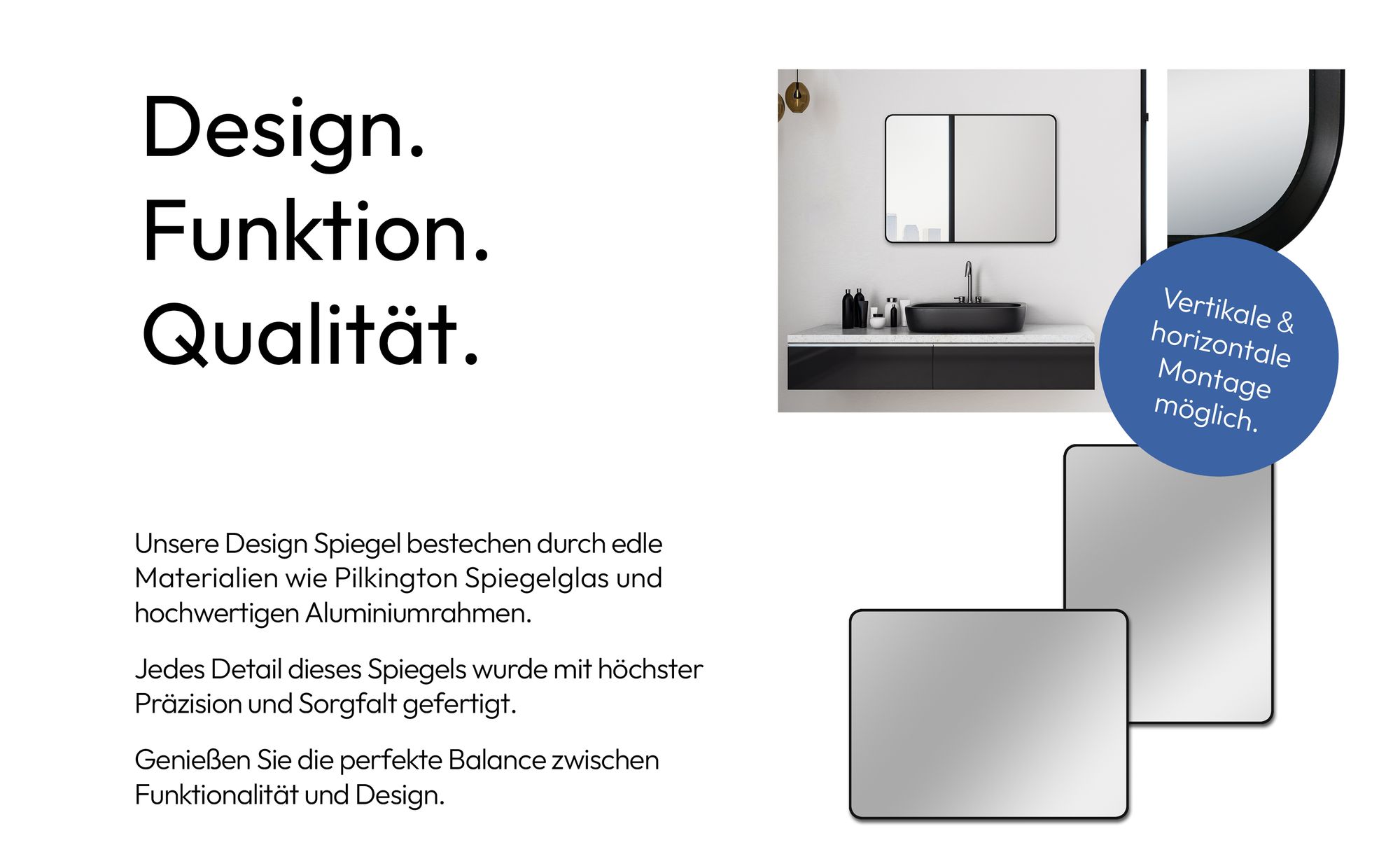 Badspiegel schwarz TALOS Black Living 80x60 cm - Spiegel schwarz feuchtraumgeeignet durch Aluminiumrahmen - Wandspiegel hochwertigen Aluminiumrahmen