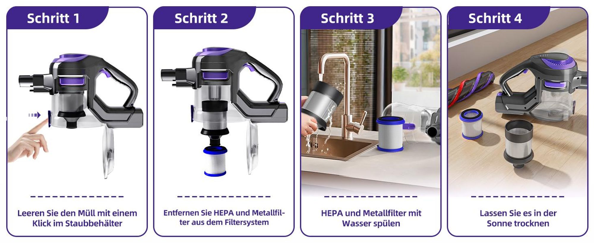Aiibot 60000PA Akku Staubsauger, Staubsauger Kabellos,Kabelloser Staubsauger, 5 in1 Akkustaubsauger Bürstenloser Motor 50min, für tierhaare, 4HEPA