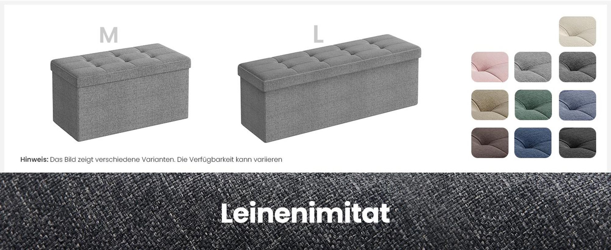 SONGMICS 76cm Sitzbank mit Stauraum, klappbare Sitztruhe, Fußbank, hellgrau