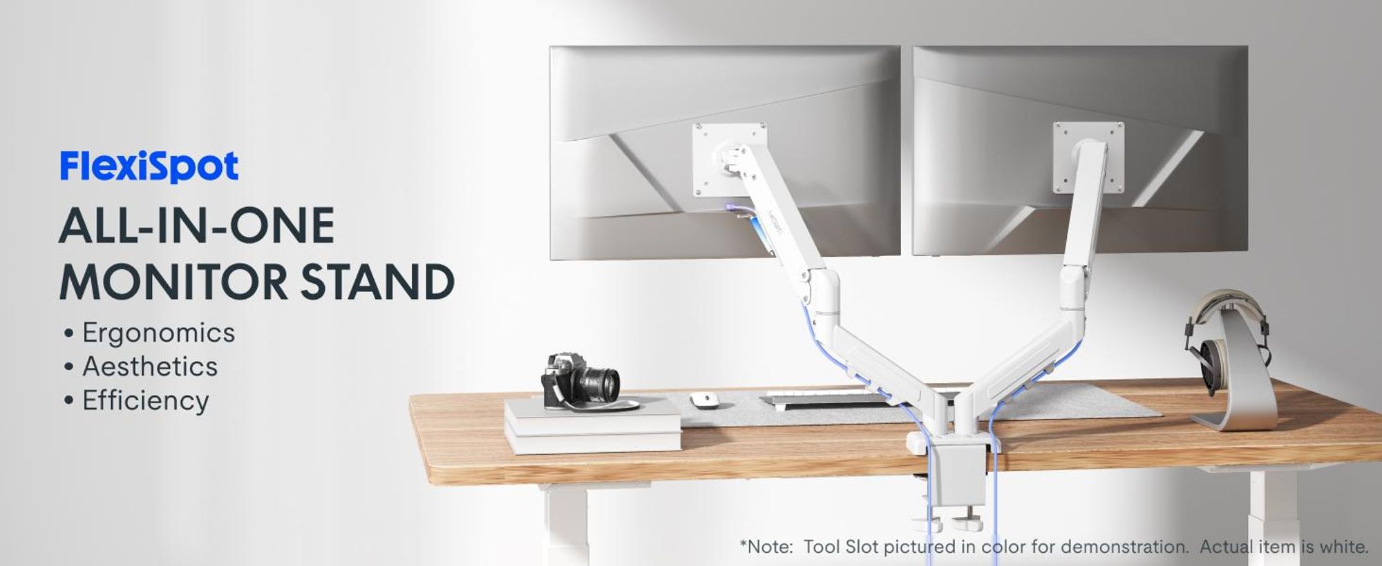 FLEXISPOT MA1 Dual Monitorhalterung 17–32 Zoll, Gasdruckfeder Monitorarm für 2 Monitore, unabhängig höhenverstellbar, VESA 75x75/100x100, Weiß