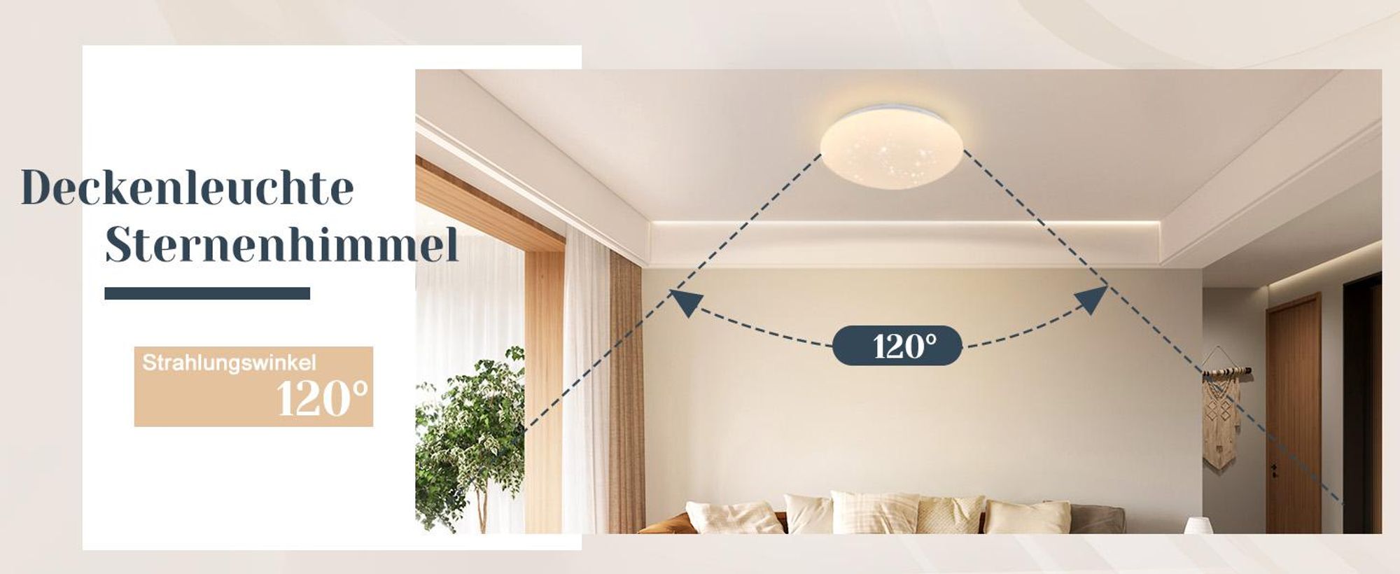 ZMH LED plafondlamp, slaapkamer, ronde plafondlamp, 25 cm, sterrenhemel, warmwit, 12W, 3000K, plafondverlichting voor keuken, kantoor, kinderkamer, hal, kelder