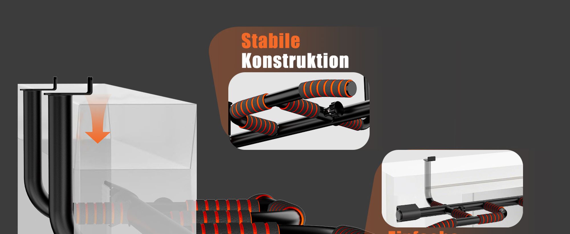 DH FitLife Klimmzugstange Türrahmen ohne Schrauben kein Abrutschen mit Multigriff-Positionen, Reckstange Turnstange Türreck, für Türrahmen 65-92cm