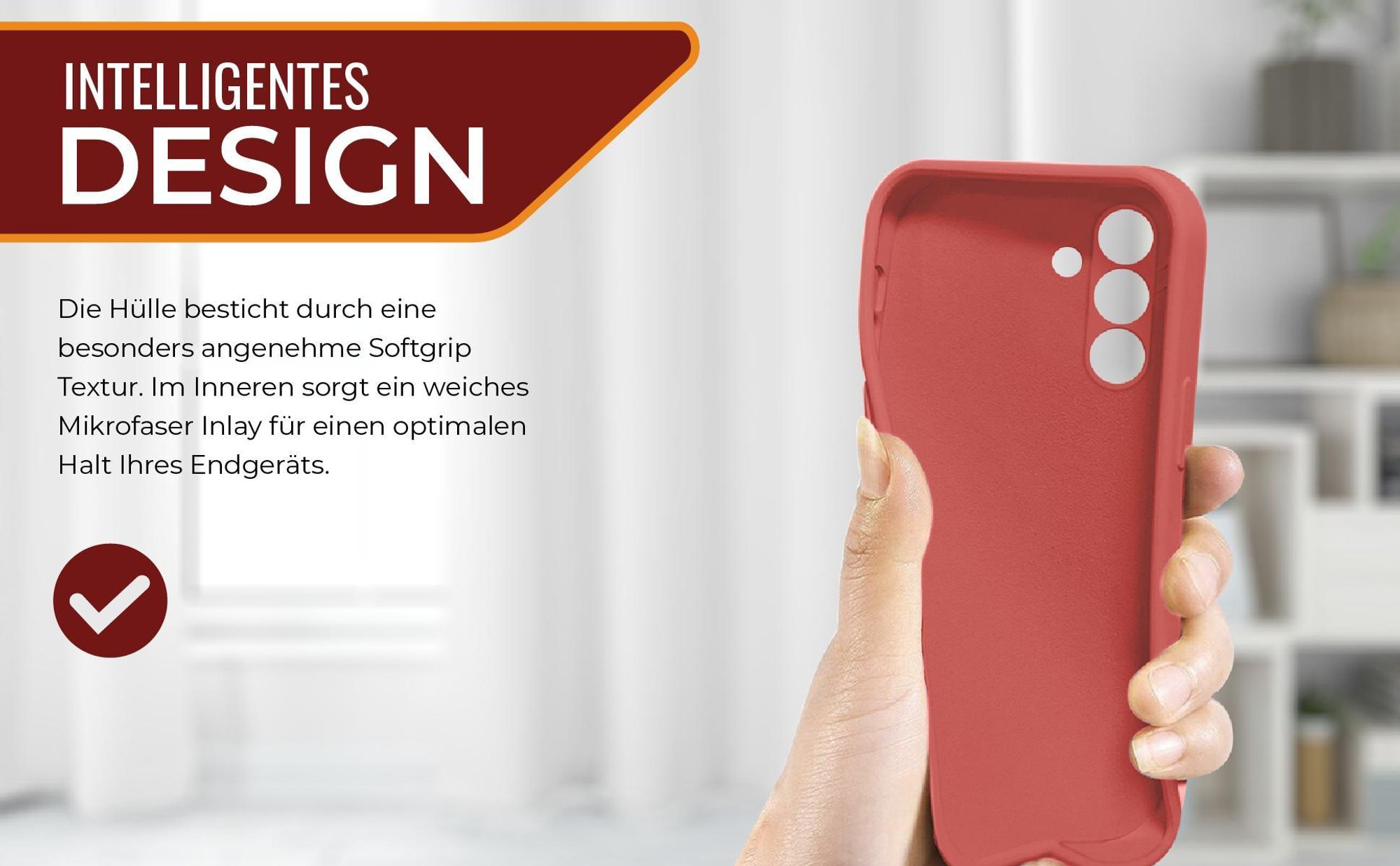 Slimcover in Rot für Samsung Galaxy A57 5G mit Mikrofraser Inlay