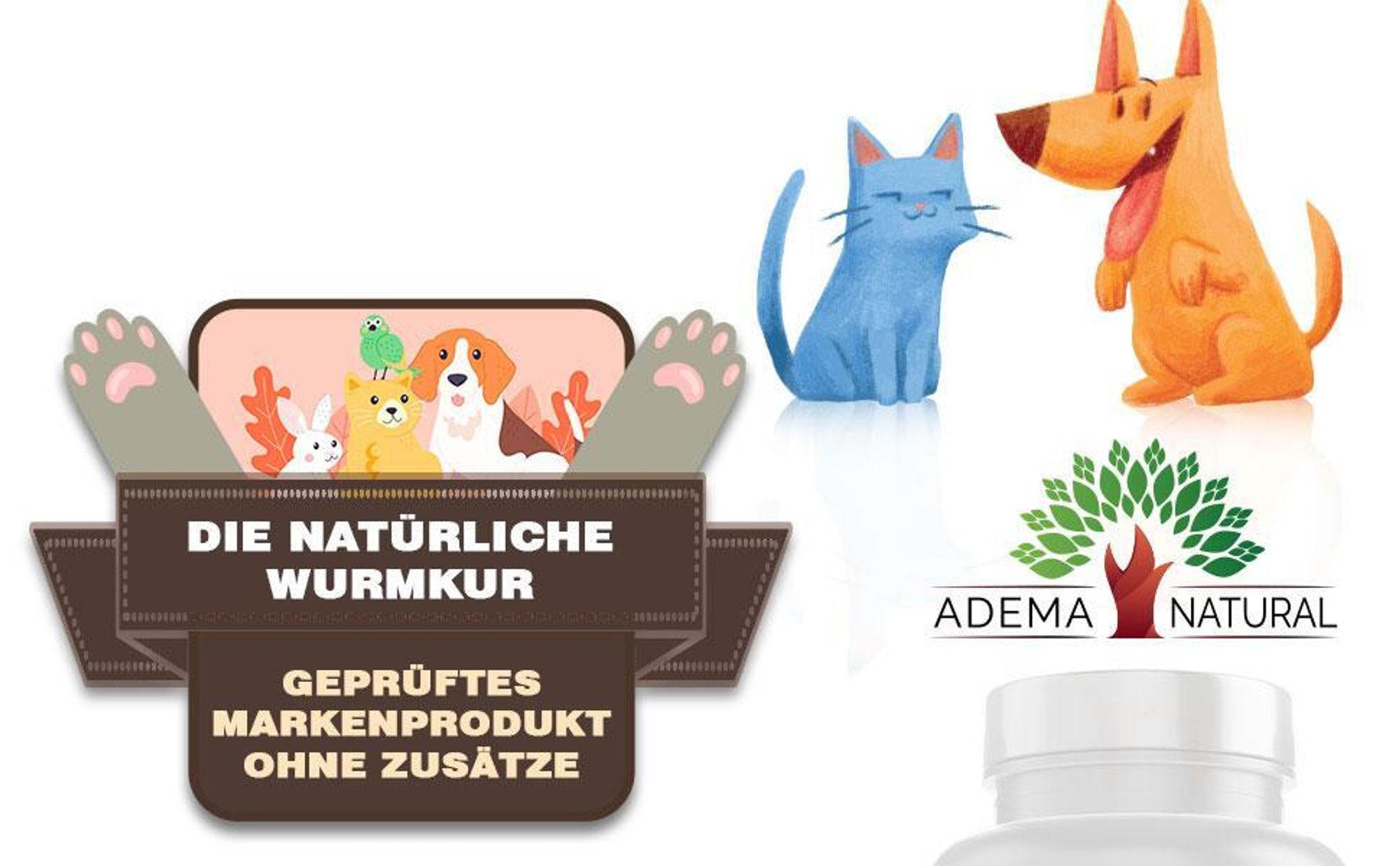 Adema Natural® Wurmixol – Wurmmittel – entwurmen – für Hunde und Katzen – Wurmkur für Hunde - Wurmkur für Katzen - natürliche Wurmkur - Wurmtabletten