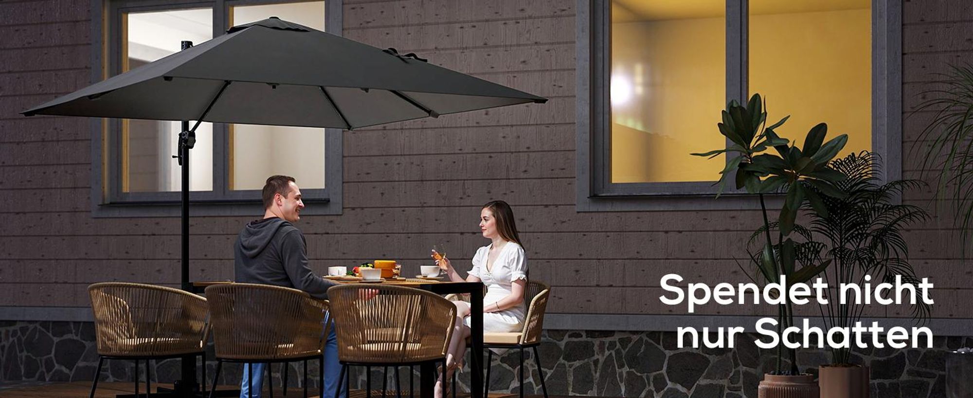 Outsunny Sonnenschirm 245x245 cm Ampelschirm neigbar Alu Grau