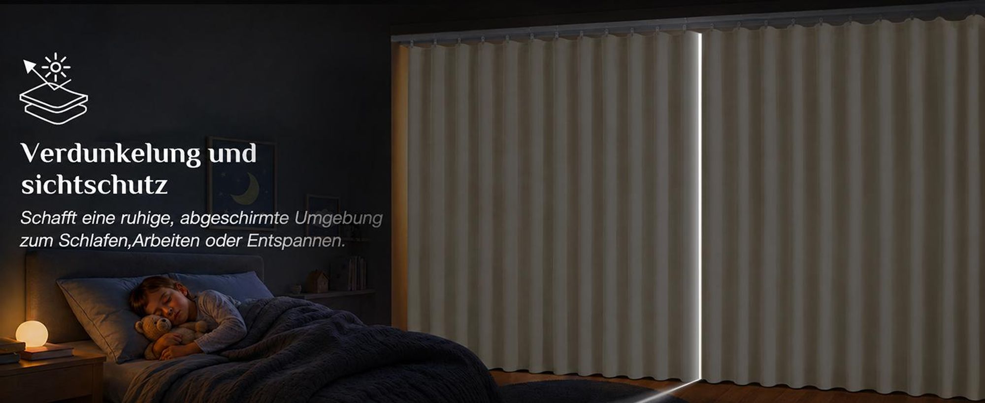 Extra Breite Vorhang Blickdicht Raumteiler mit Schiene Gardinen Vorhänge Türvorhang für Wohnzimmer Schlafzimmer, B254xH244cm, Beige