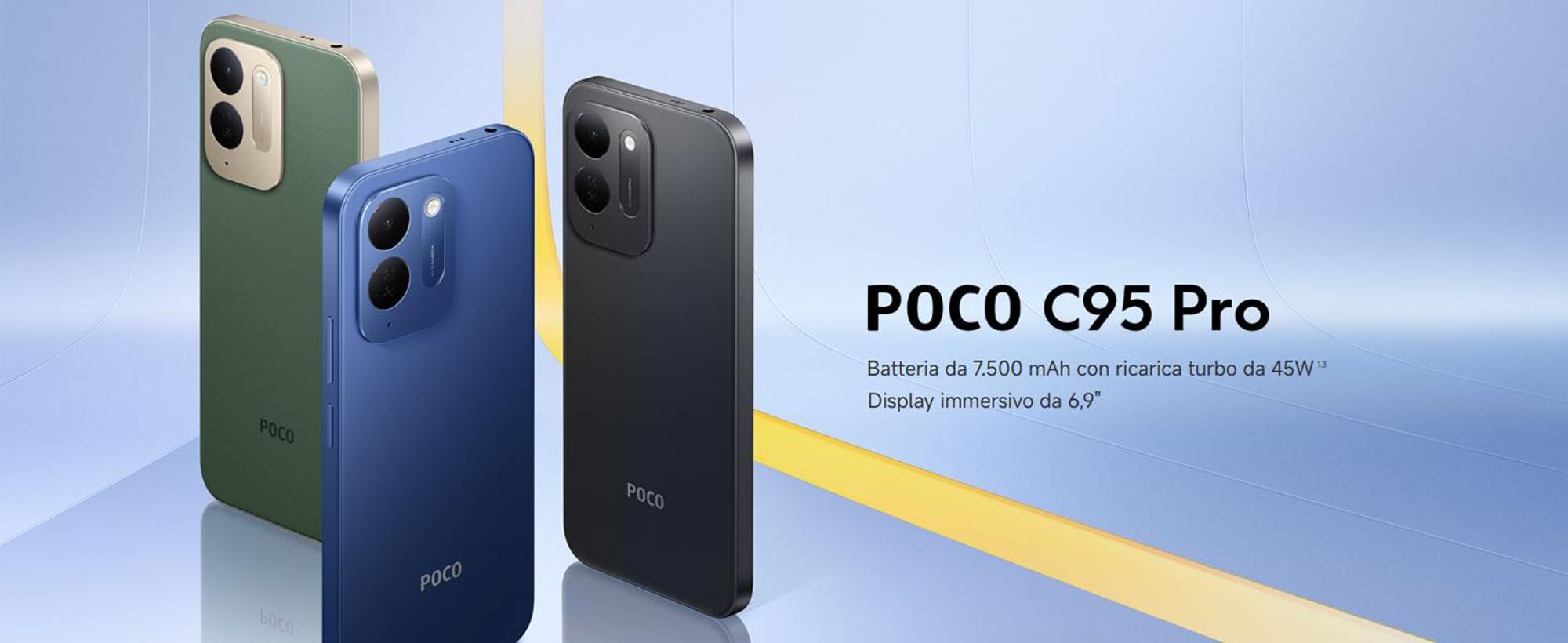 Xiaomi Poco C95 Pro, smartphone 4G, 6 + 128 GB, nero, batteria da 7500 mAh