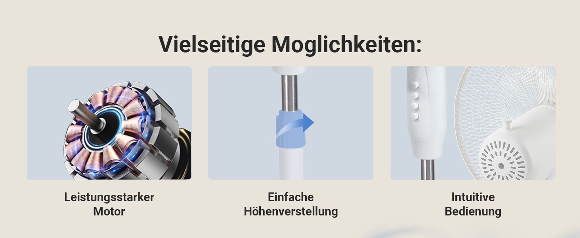 Extralink Standventilator Windmaschine 3 Geschwindigkeitsstufen Automatische Oszillation