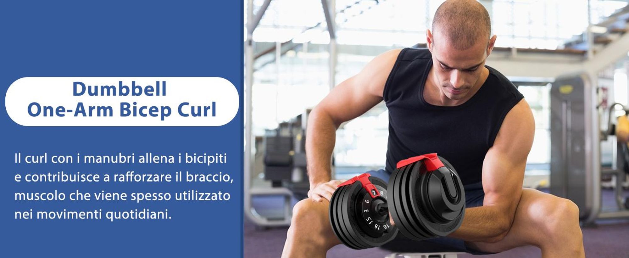 DH FitLife Manubrio Regolabile 12 Livelli da 2 kg a 12 kg con Base Porta Pesi per Allenamento Casa, Manubrio Ergonomico per Fitness