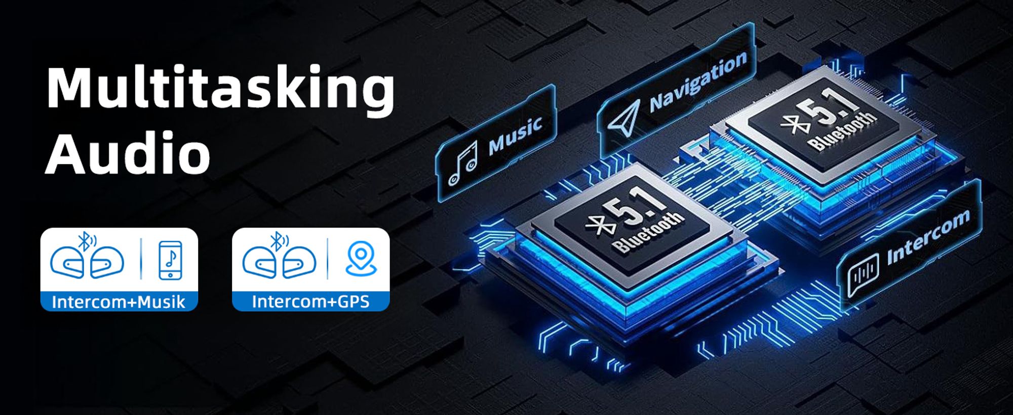 Headset, Interphone, Gegensprechanlage, Motorrad Intercom, Bluetooth Intercom, Intercom