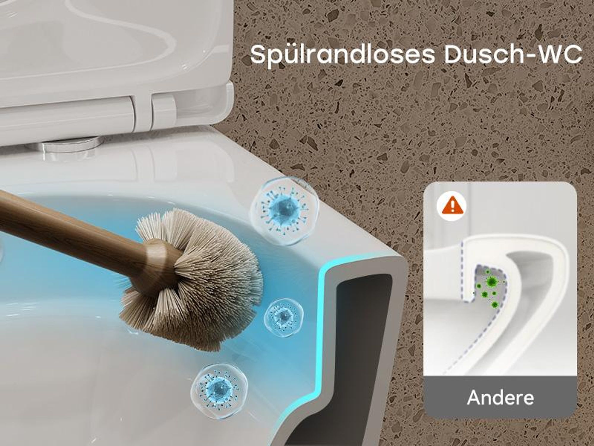 Randlos, leicht zu reinigen