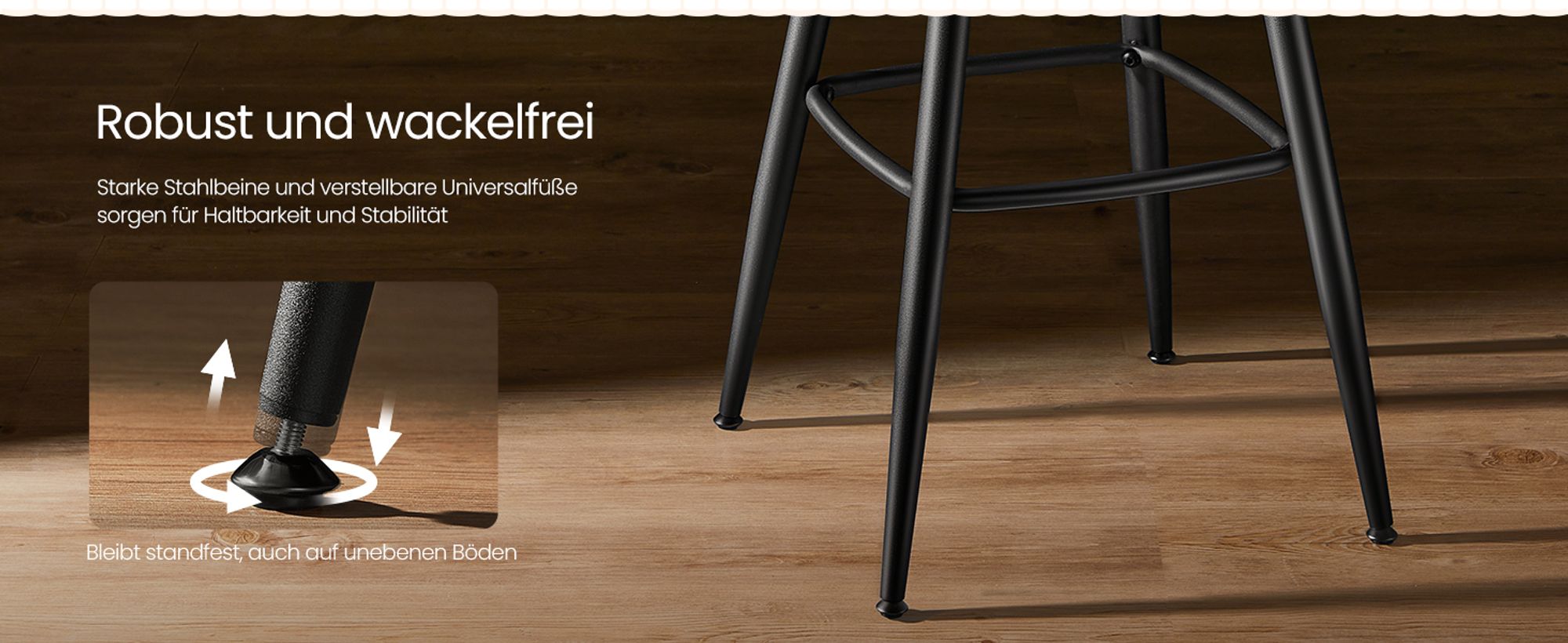 VASAGLE EKHO Kollektion - 360° drehbarer Barhocker, 2er Set, Hocker mit Rückenlehne für Bartisch