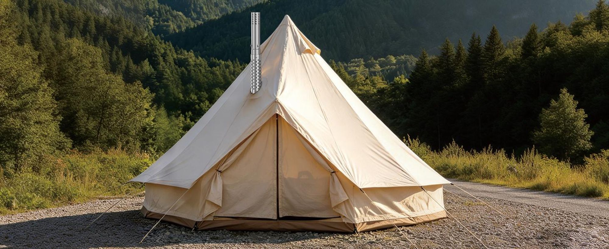 unho Zeltofen Zubehör Set, Kaminrohr mit Winkelrohr, Reinigungsbürste, Edelstahl, hitzebeständig, für 60 mm Rauchrohre Camping und Outdoor