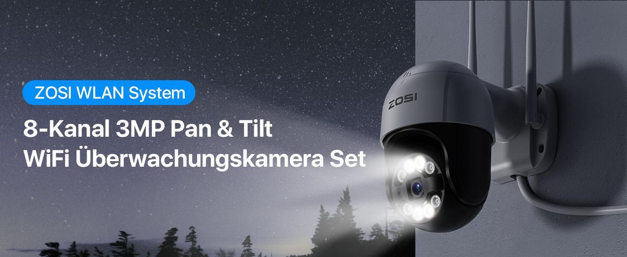3MP WLAN Überwachungskamera Set mit Farbnachtsicht