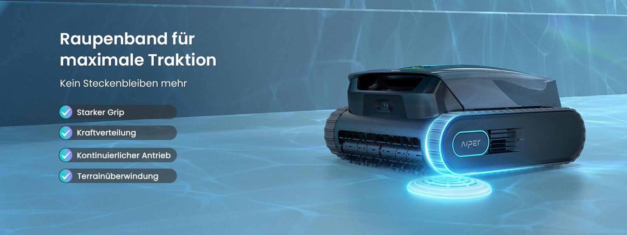 AIPER Scuba S3 Poolroboter Wand und Boden, Wasserlinien-Parkfunktion, Intelligente Sensor-Navigation