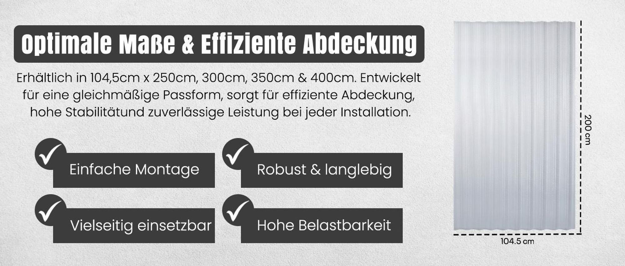 LP Projekt Wellplatten Wabenstruktur, Polycarbonat (PC), Wabenstruktur, transparent, 2,6 mm Stärke, Wellenform 76/18, 104,5 x 250 cm, 5er-Set