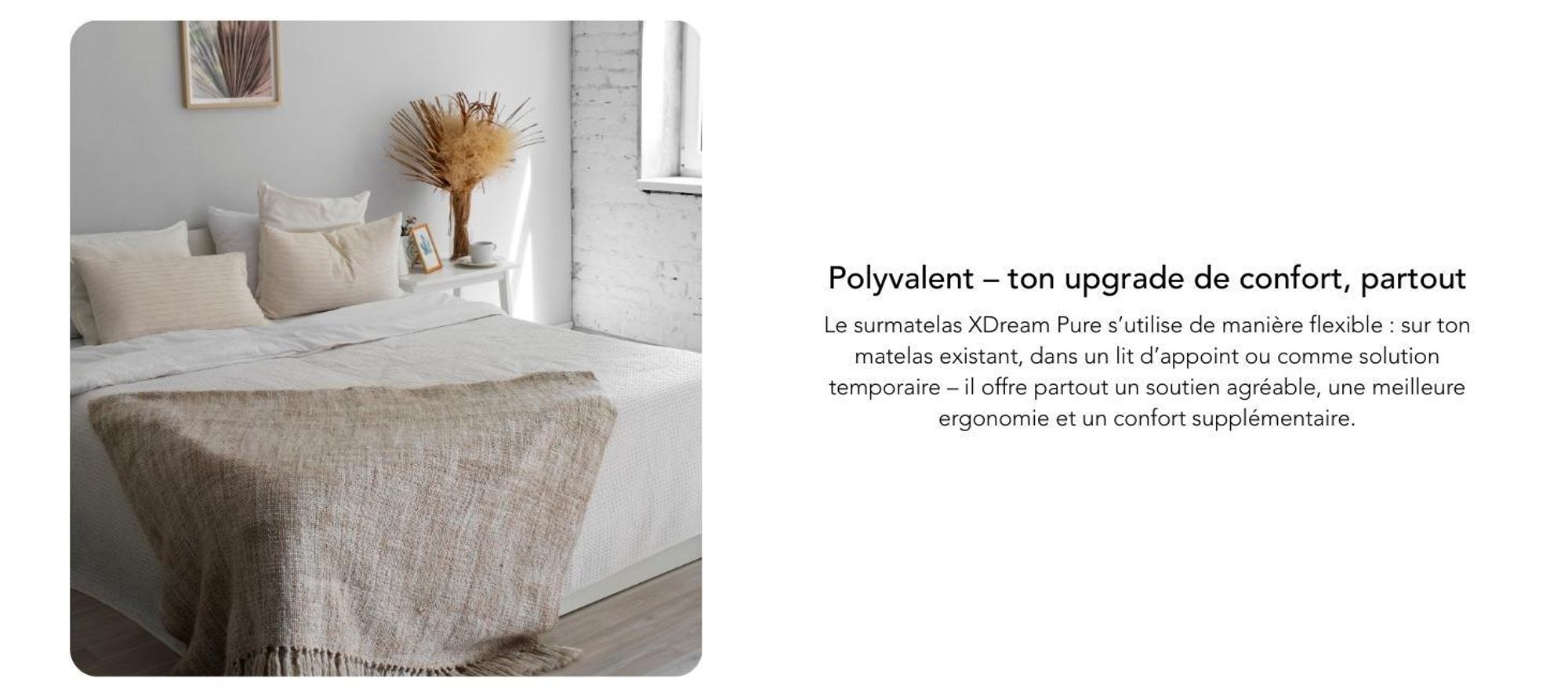 Surmatelas ergonomique en mousse froide | 180 x 200 | pour tous les matelas | XDREAM Pure Surmatelas
