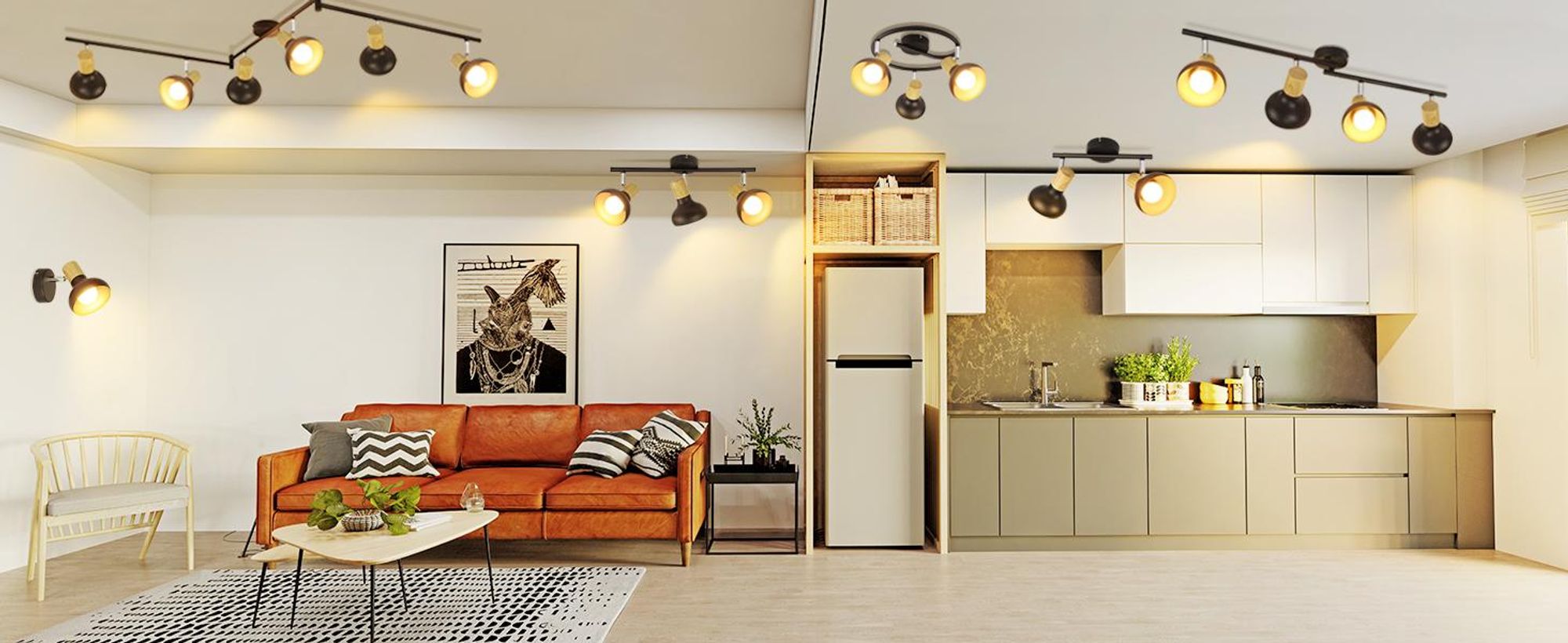 ZMH Faretto da soffitto Corridoio Vintage Plafoniera 6 Spot da soffitto industriali a fiamma con ferro girevole Faretto nero E14 Lampada da corridoio senza lampadina