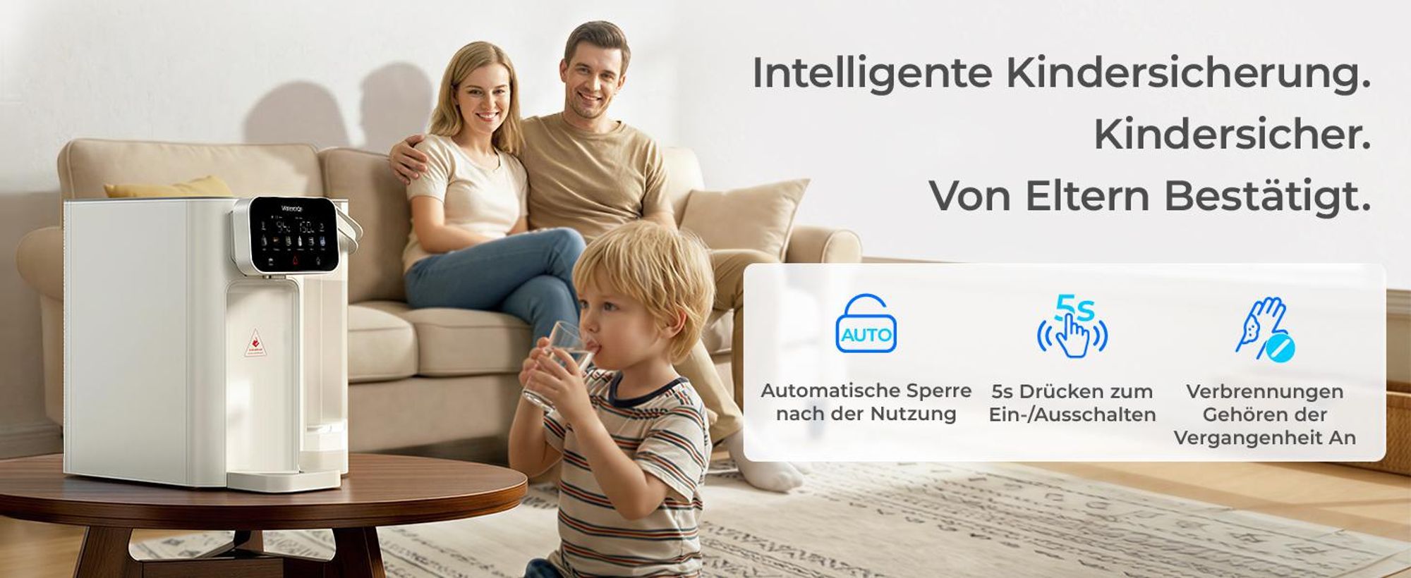 Waterdrop CT01 Heiß & Kalt Wasserspender mit Filter, Reduziert TDS, Kalk & Chlor, Erhält Wichtige Mineralien, 8-Stufen-Filtration mit UV-Sterilisation