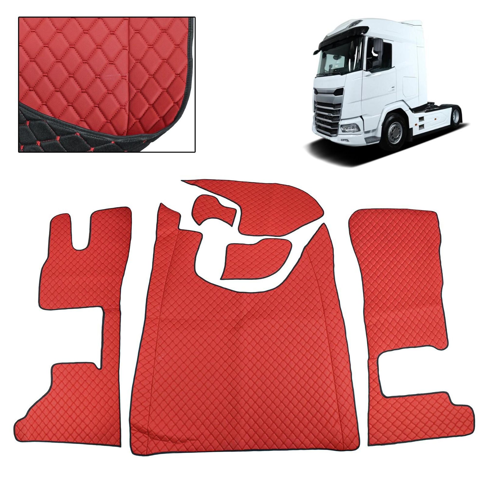 LKW LUX Fußmatten Für DAF XG XG+ Rote Automatisch Tunnelabdeckung Rot