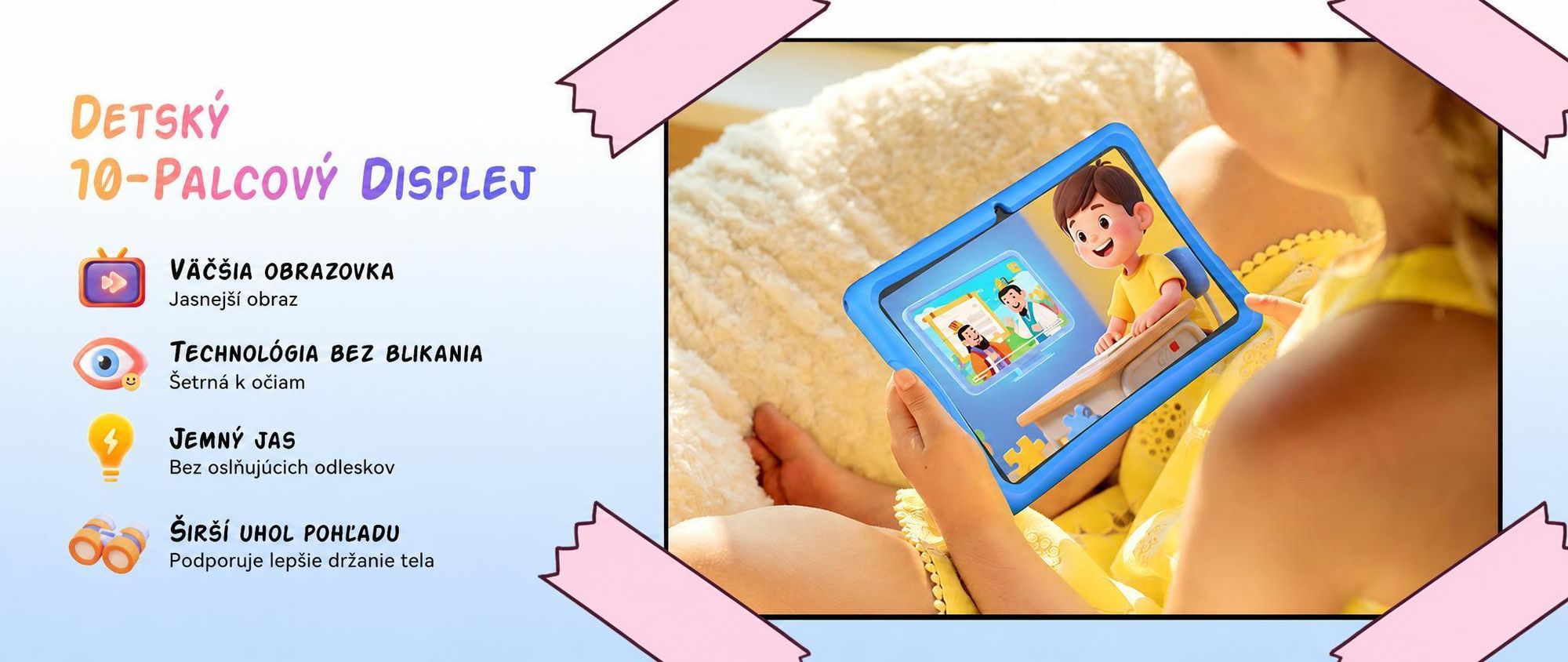 Tabwee K10 Kids 10.1" Rosa Tablet, Google Kids Space, 4GB RAM+64GB ROM, Android 15 WiFi Tablet für Kind mit Kindgerechte Hülle und Stift, 5000mAh