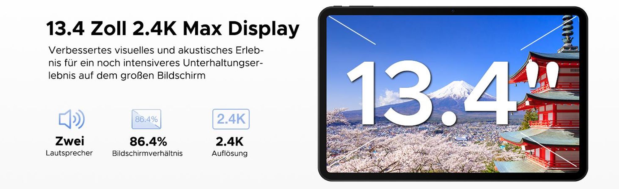 POCKAM P13 Tablet Android 16, 13 Zoll 120 Hz, 48(8+40)GB + 128GB/TF 2TB, 12000mAh, 5G WiFi, mit Stift/Maus/Tastatur, 13MP+8MP/Widevine L1/Gemini AI