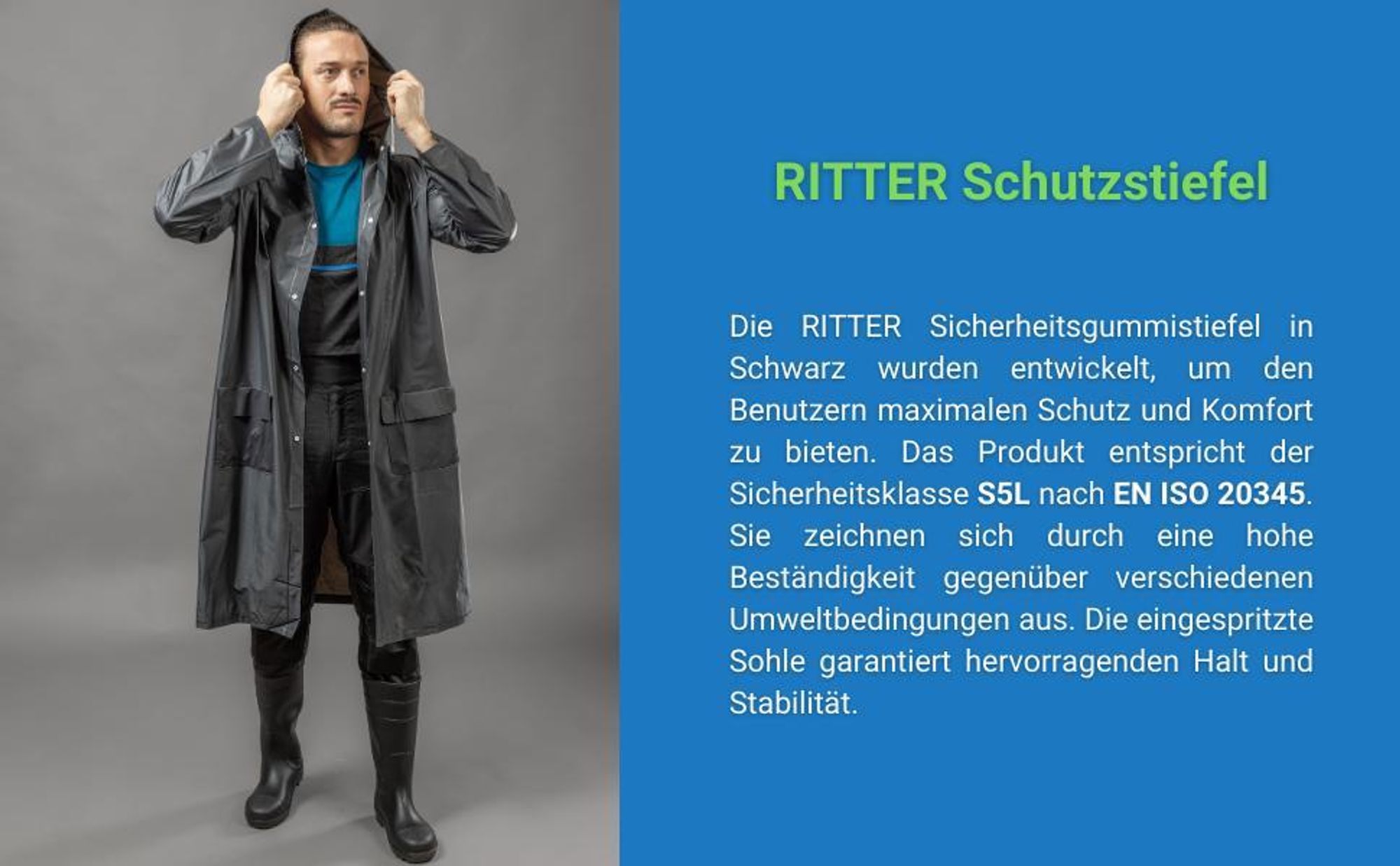 Högert Technik - RITTER Schutzstiefel Gummistiefl | Wasserdichter Sicherheitsstiefel und Arbeitsstiefel | Sicherheitsgummistiefel | EN ISO 20345 | S5 SRA schwarz 43