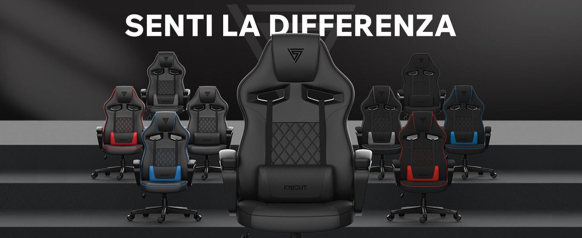 Sedia da gioco SENSE7 Knight in tessuto nero-rosso - Sedia da ufficio ergonomica Sedia da scrivania Sedia da computer Sedia da gaming Sedia da corsa 120 kg