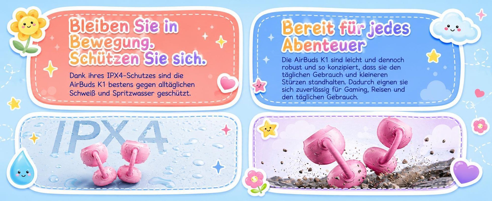 Blackview AirBuds K1 over ear Kinder Kopfhörer, Bluetooth 5.0/6.0, 22 Std. Laufzeit, Gehörschutz, Touch Steuerung, IPX4, fur Schule/Tablet/Handy/PC