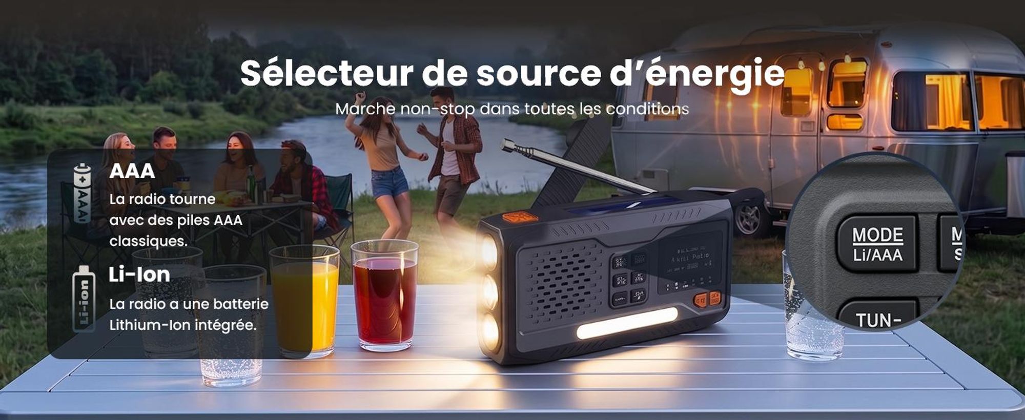 Extralink Radio d’urgence DAB/FM, solaire, dynamo, 4500 mAh, Bluetooth et SOS