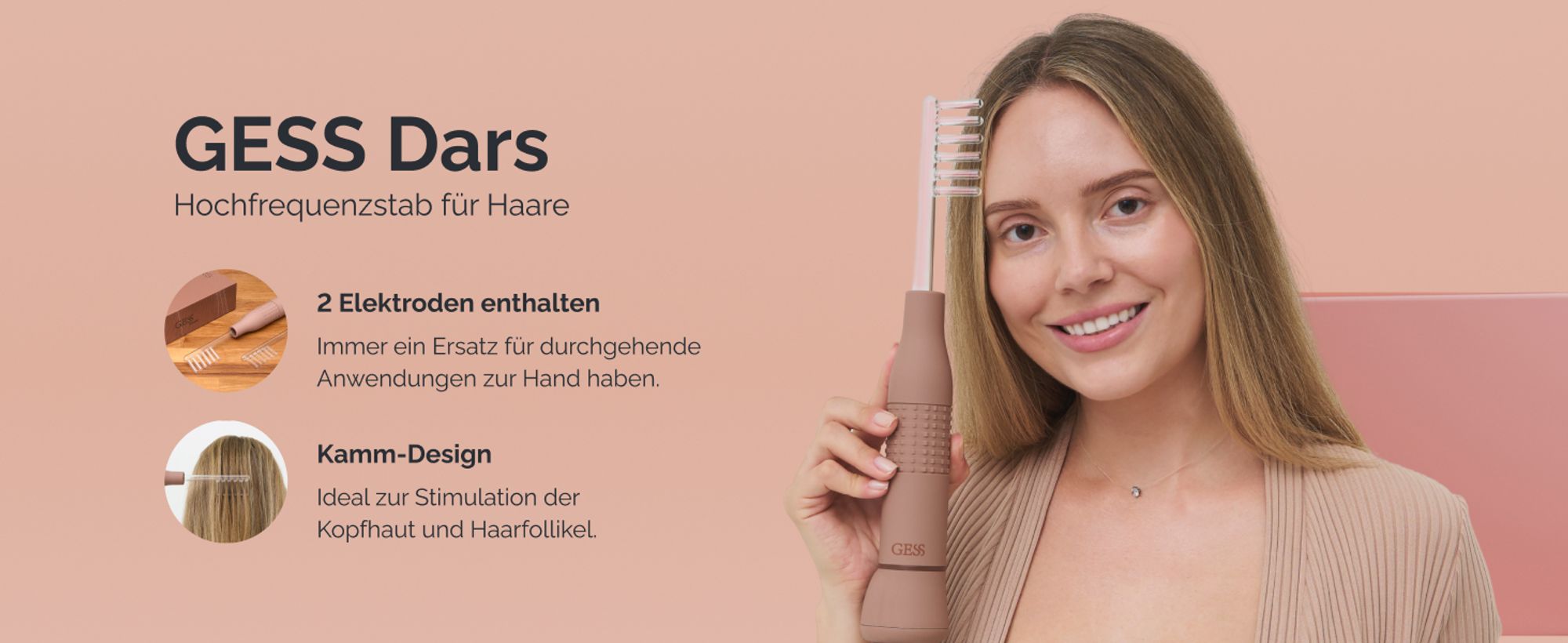 Darsonval, Hochfrequenz, Haarbehandlung, Anti-Haarausfall, kosmetisches Gesichtsgerät, Hautpflege GESS Dars