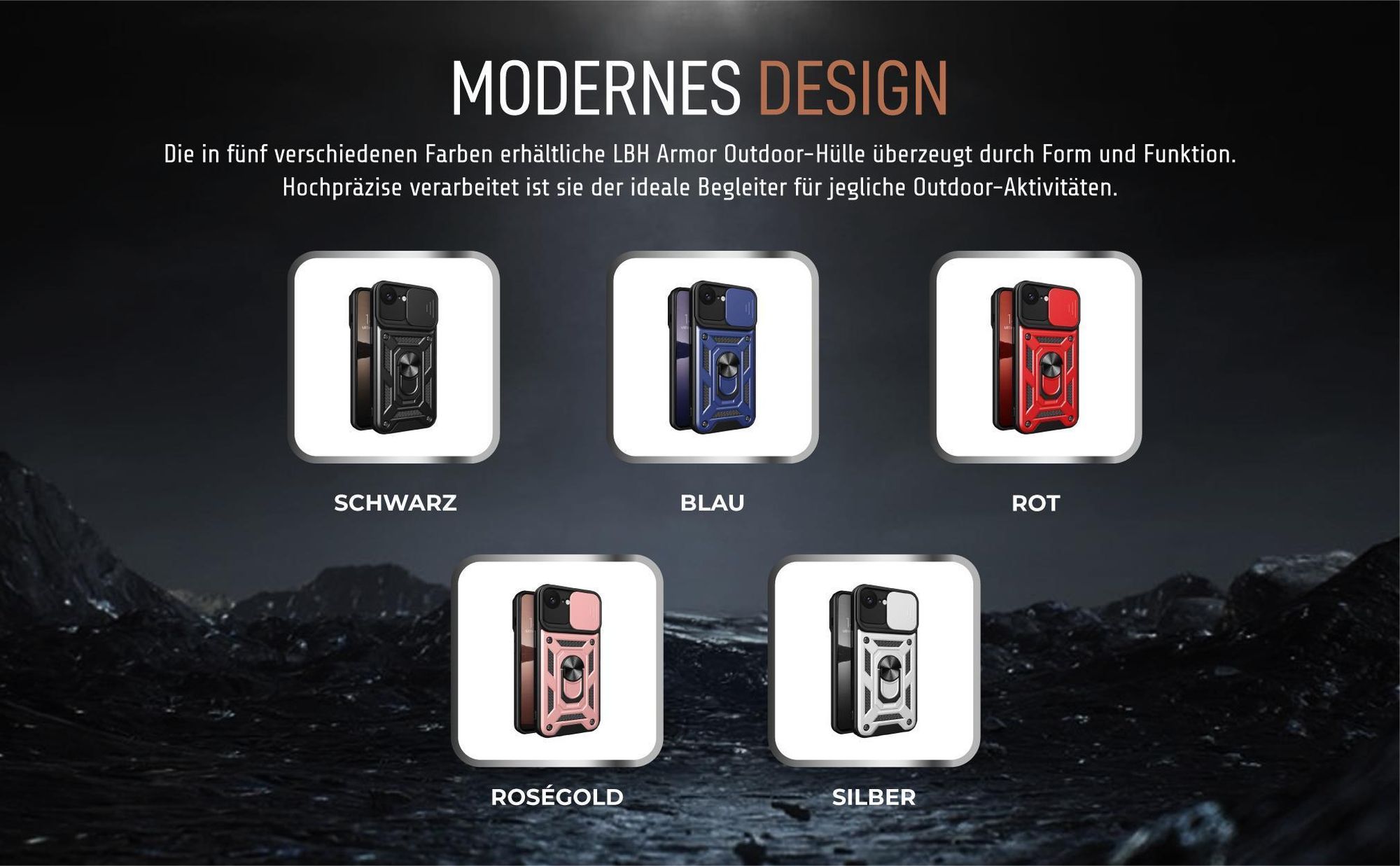 Armorhüllen in Schwarz, Blau, Rot, Rosegold und Silber für Apple iPhone 17e