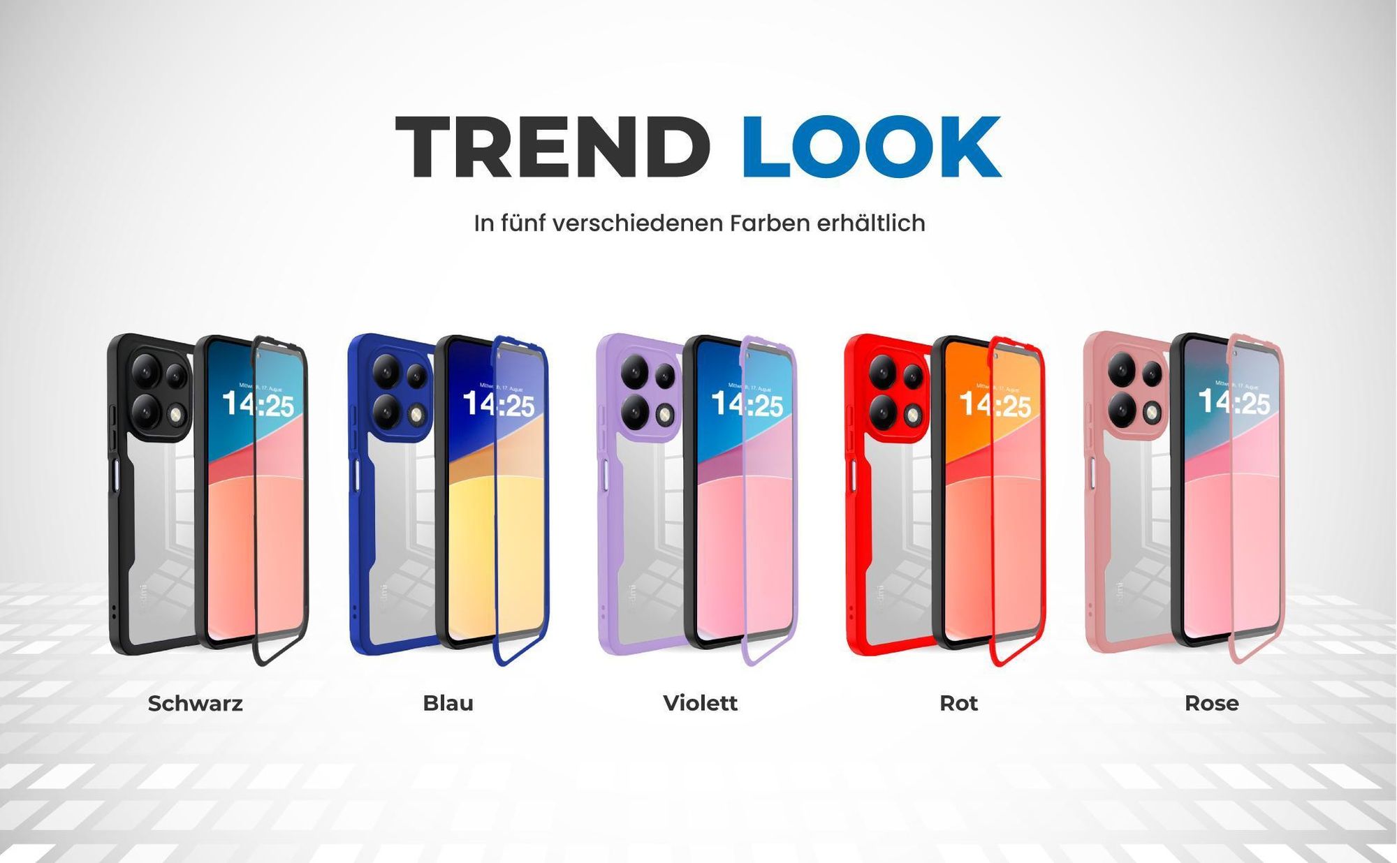 360 Grad Cover Front Back für Xiaomi Redmi Note 13 in verschiedenen Farben