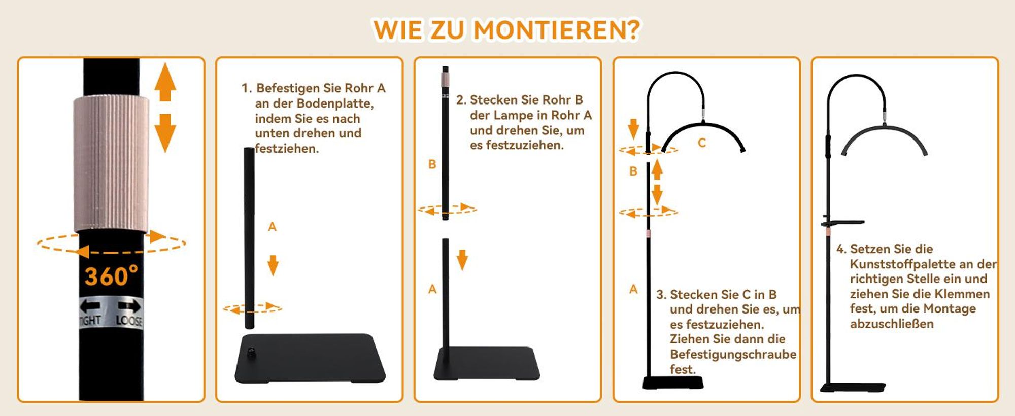 Puluomis LED Beauty Stehlampe, Höhenverstellbare Lampe mit Fernbedienung, 3 Farbtemperaturen & Stufenlos Dimmer, 320° Schwanenhals Wimpernverlängerung