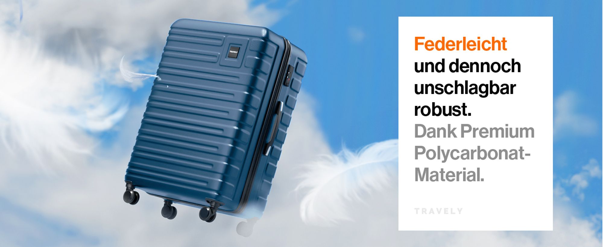 Travely Polycarbonat Koffer Groß 77cm XL - 100L Innenvolumen - 158cm Gurtmaß, sehr robuster Hartschalen Koffer mit sanften Rollen & TSA Schloss, Reisekoffer, Koffer & Trolleys, Reisekoffer mit Rollen